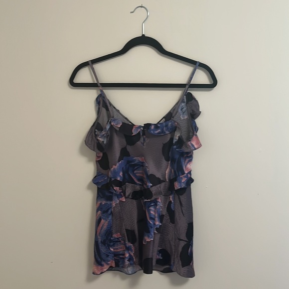 Rebecca Taylor Floral Silk Camisole with Ruffle Details, Size 4 - Picture 9 of 14
